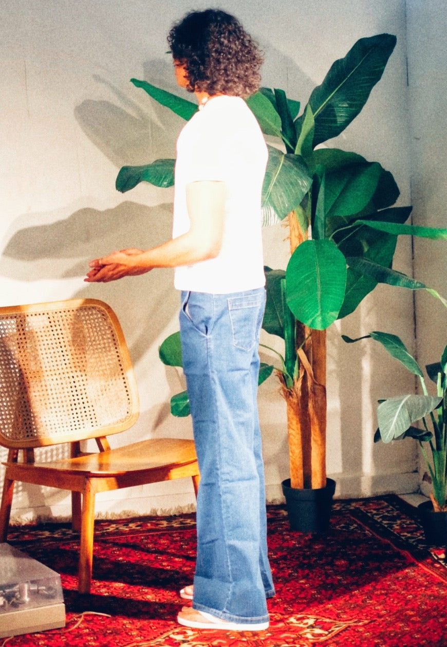 FLARED DENIM JEANS - BLUE