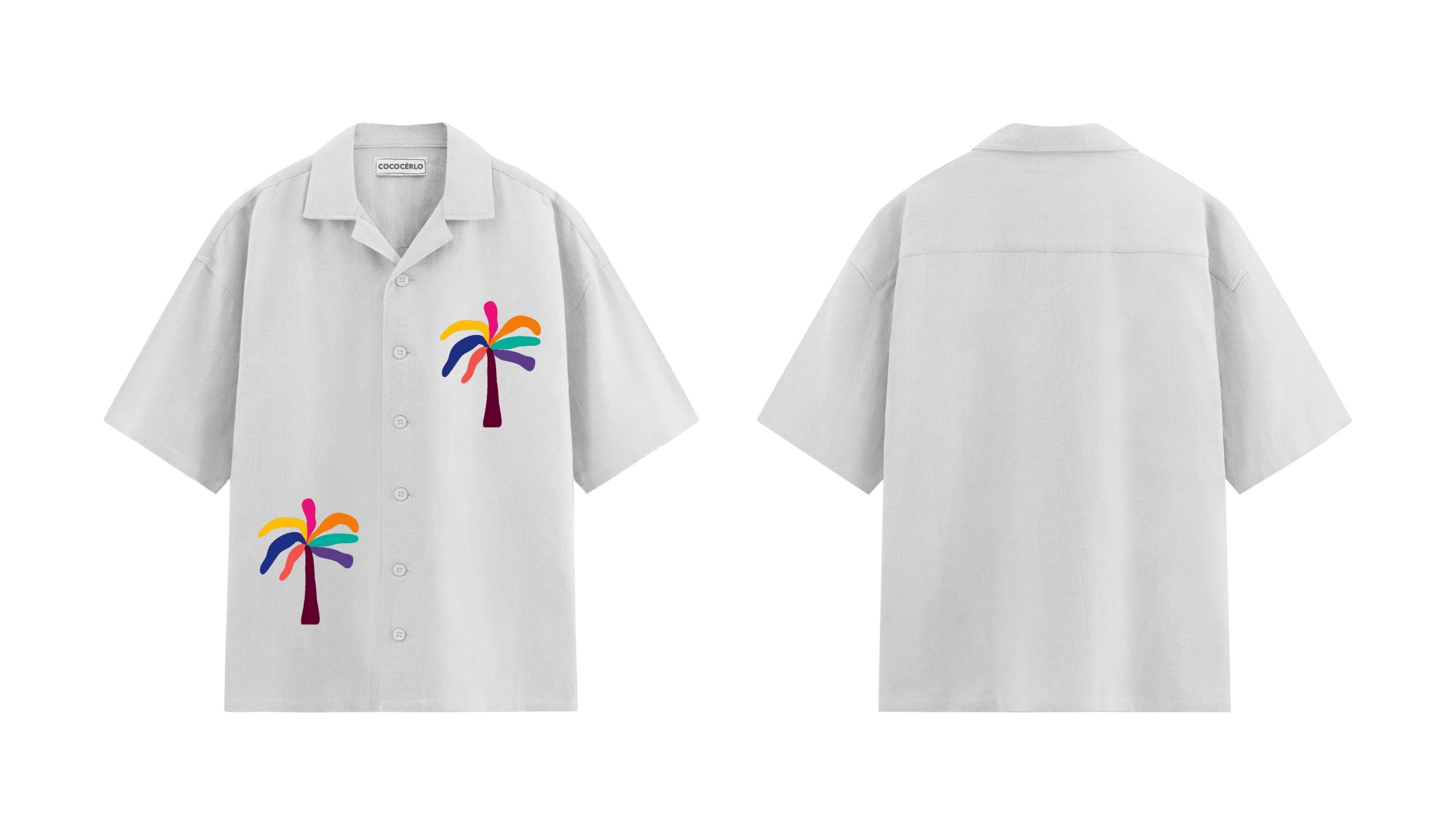 SHORT SLEEVE PALMS DOUBLE - WHITE