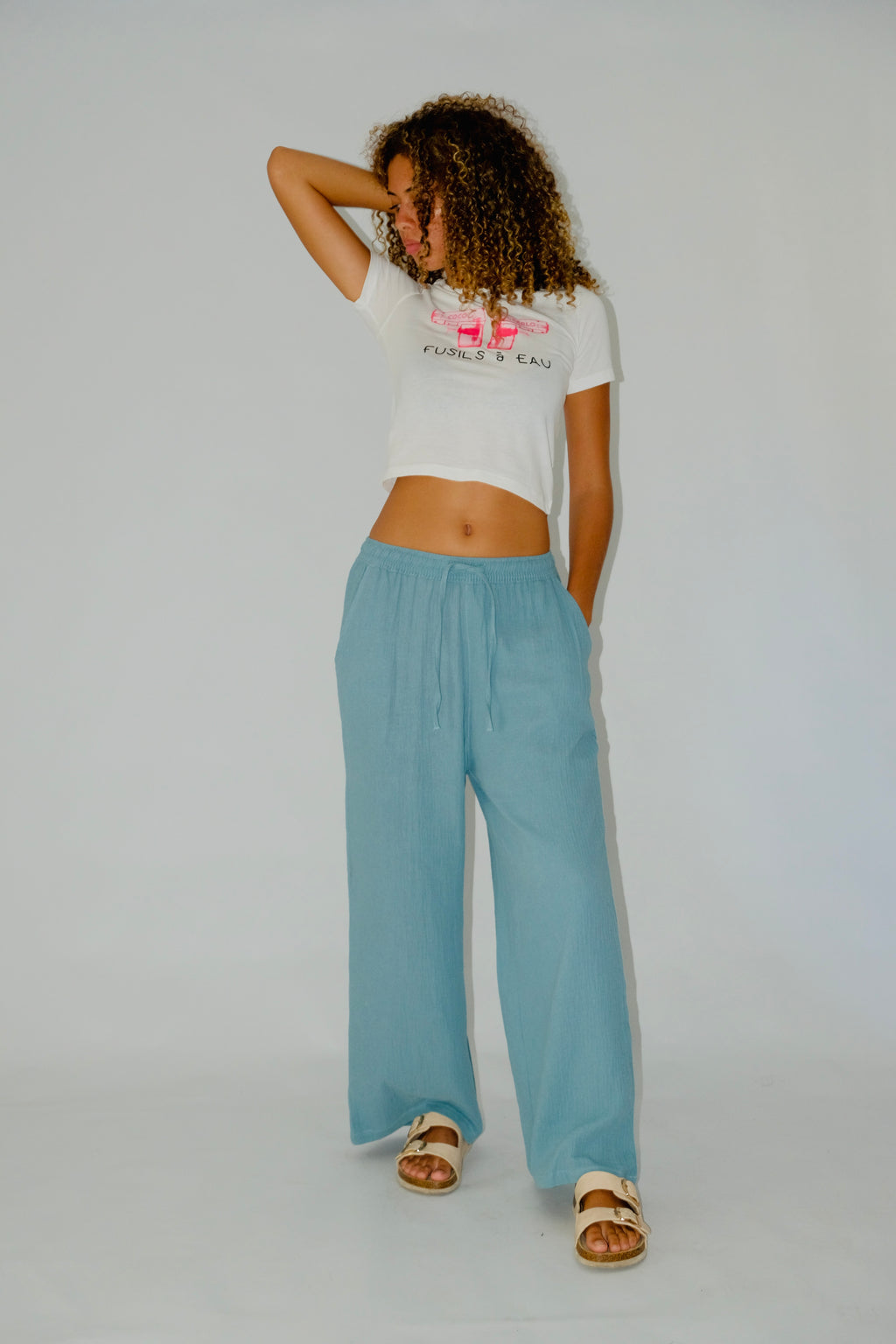 Blue Wide-Leg Pants