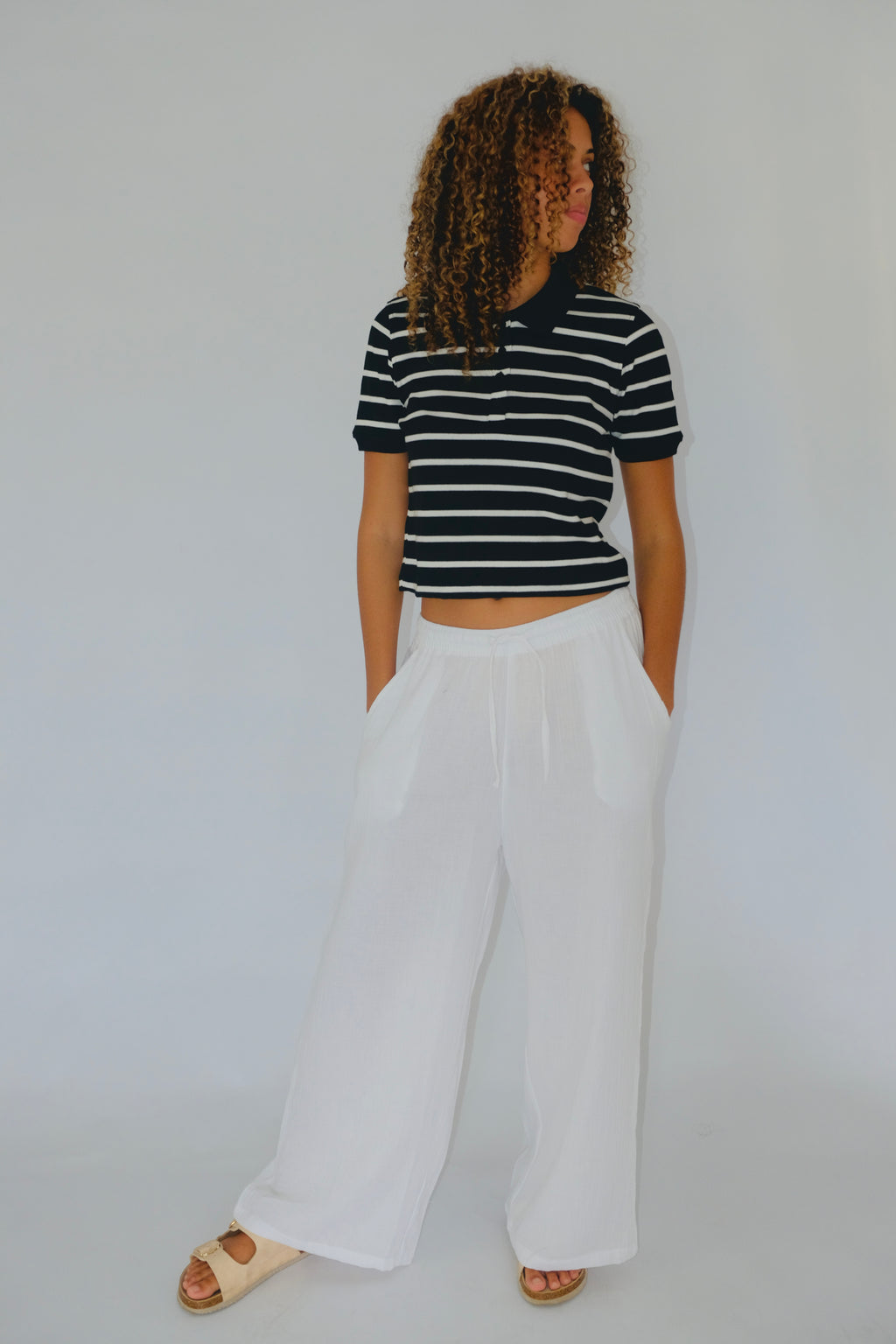 White Wide-Leg Pants