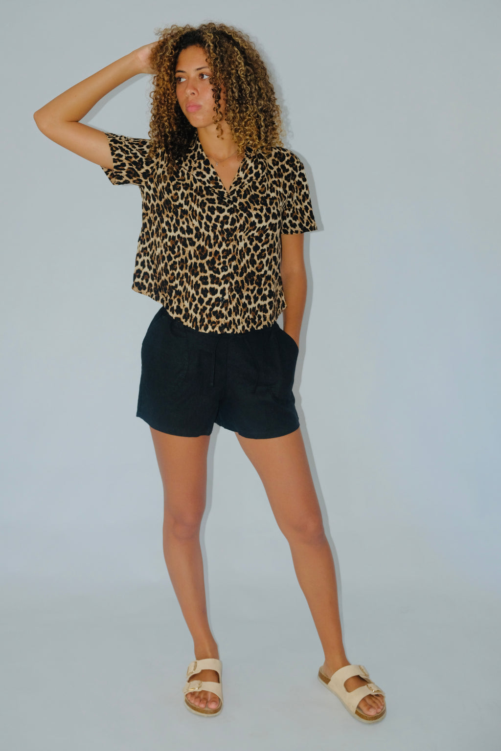 Black Classic Linen Shorts