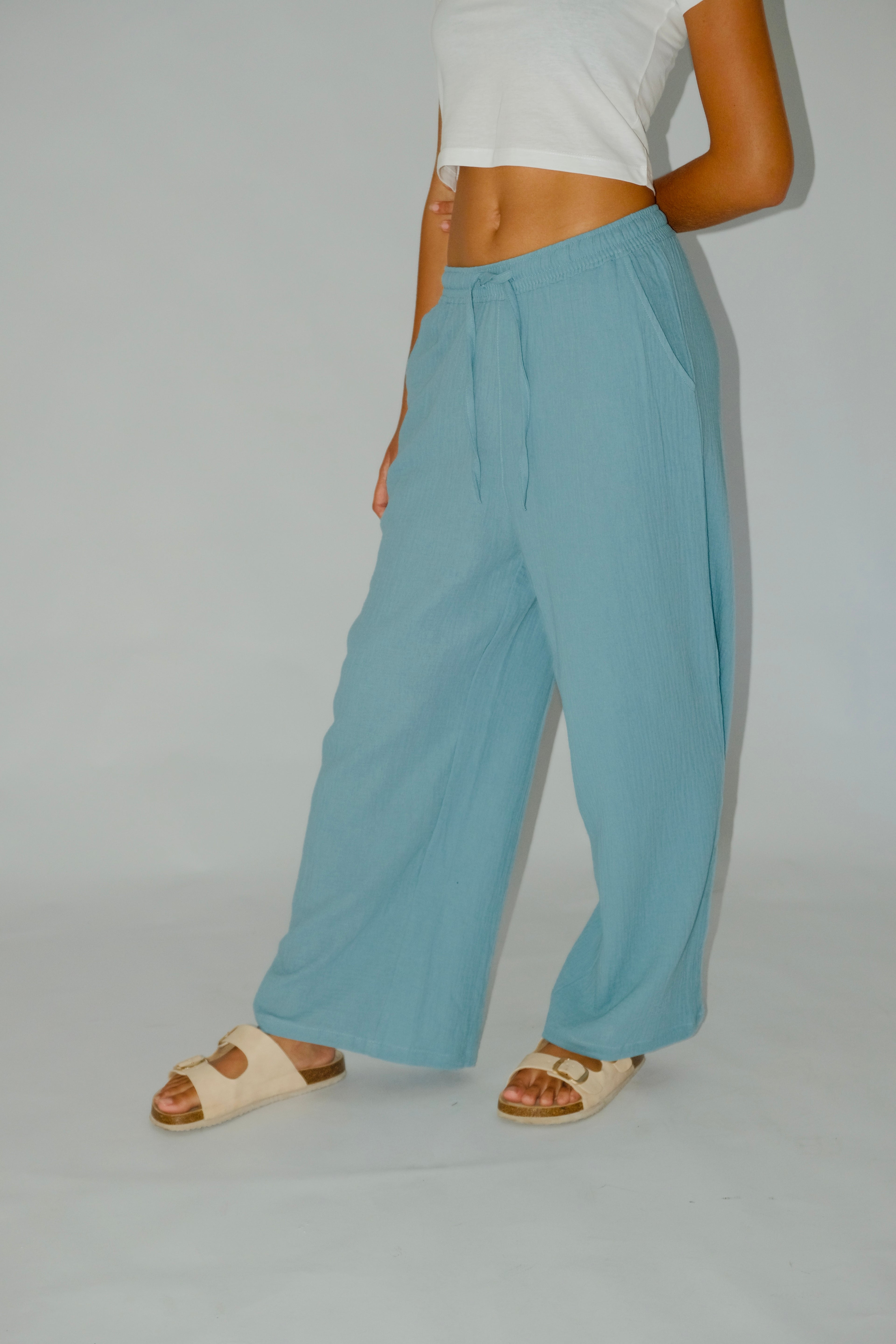 Blue Wide-Leg Pants