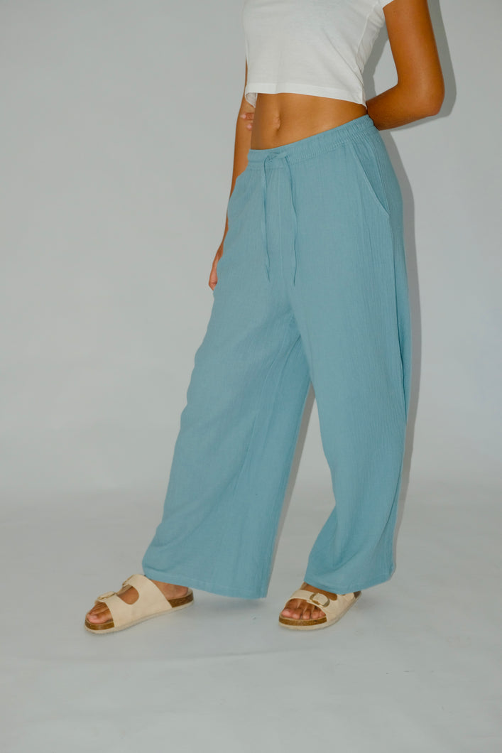Blue Wide-Leg Pants