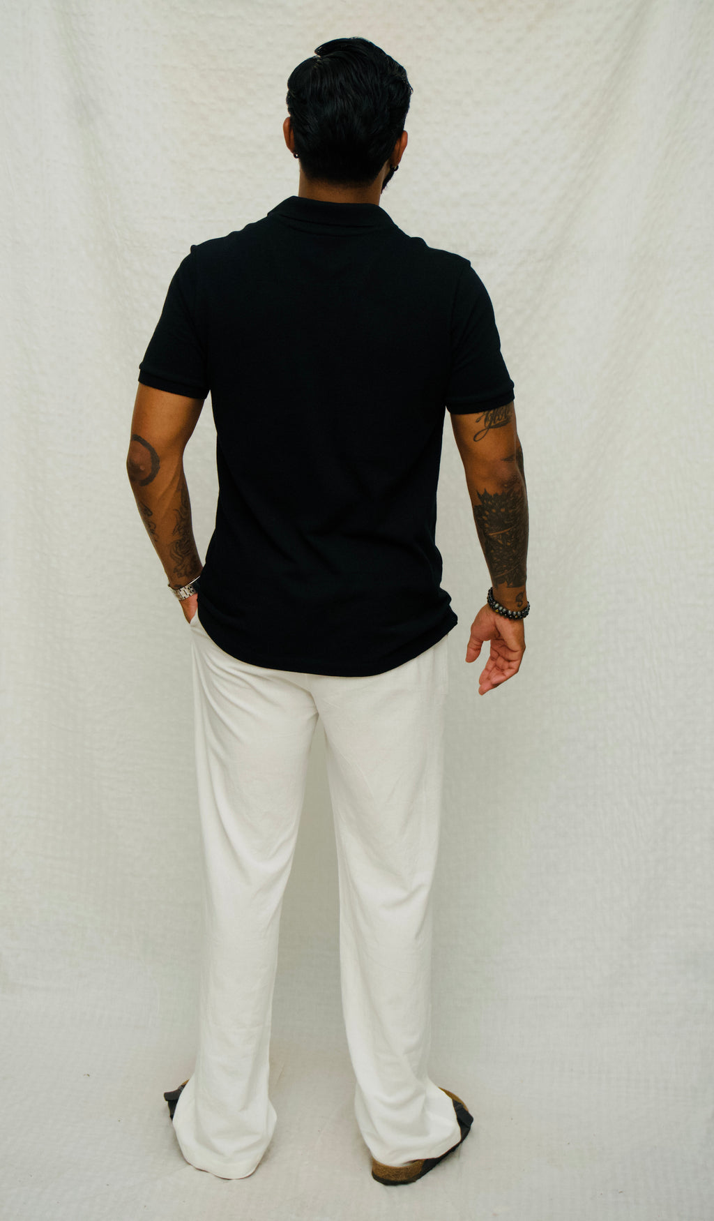 MYKONOS WHITE COTTON WASHED TROUSERS.