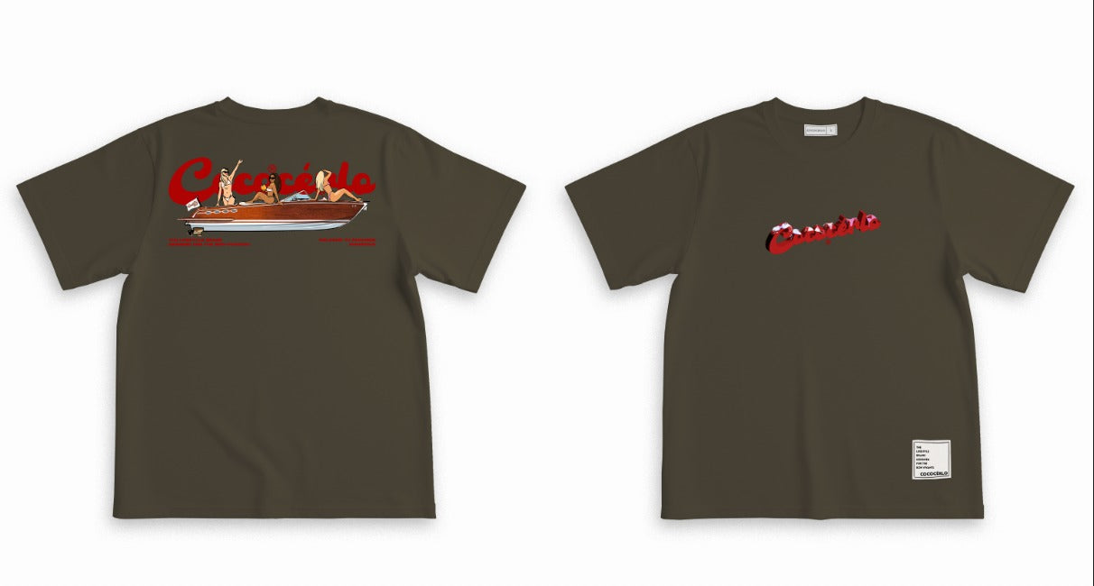 GRAPHIC TEE - BOATS IN BIKINI GREY