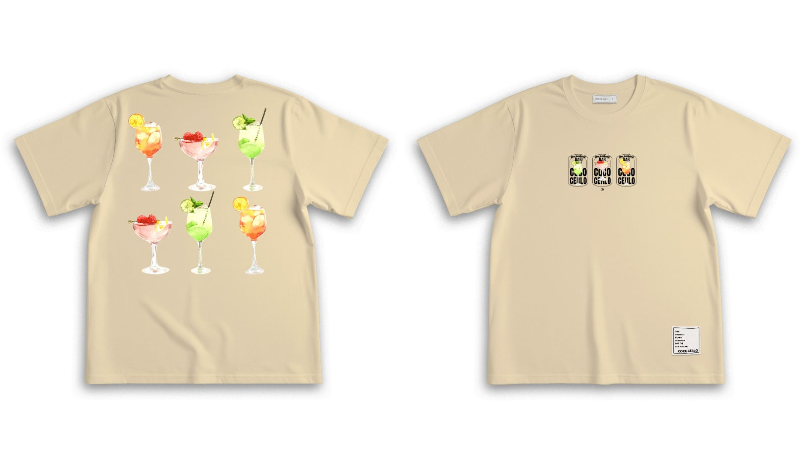 GRAPHIC TEE - COCKTAILS BEIGE