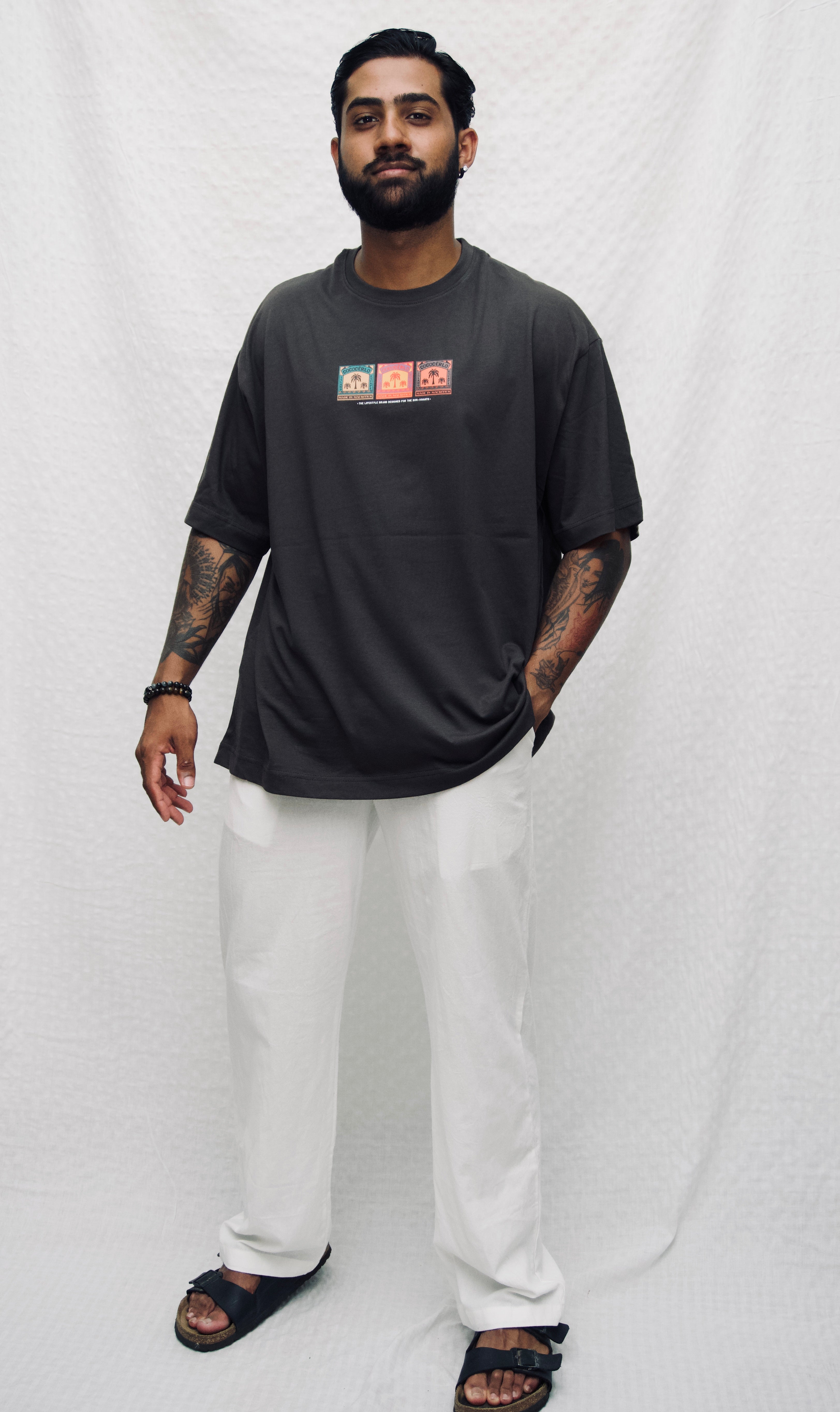 MYKONOS WHITE COTTON WASHED TROUSERS.
