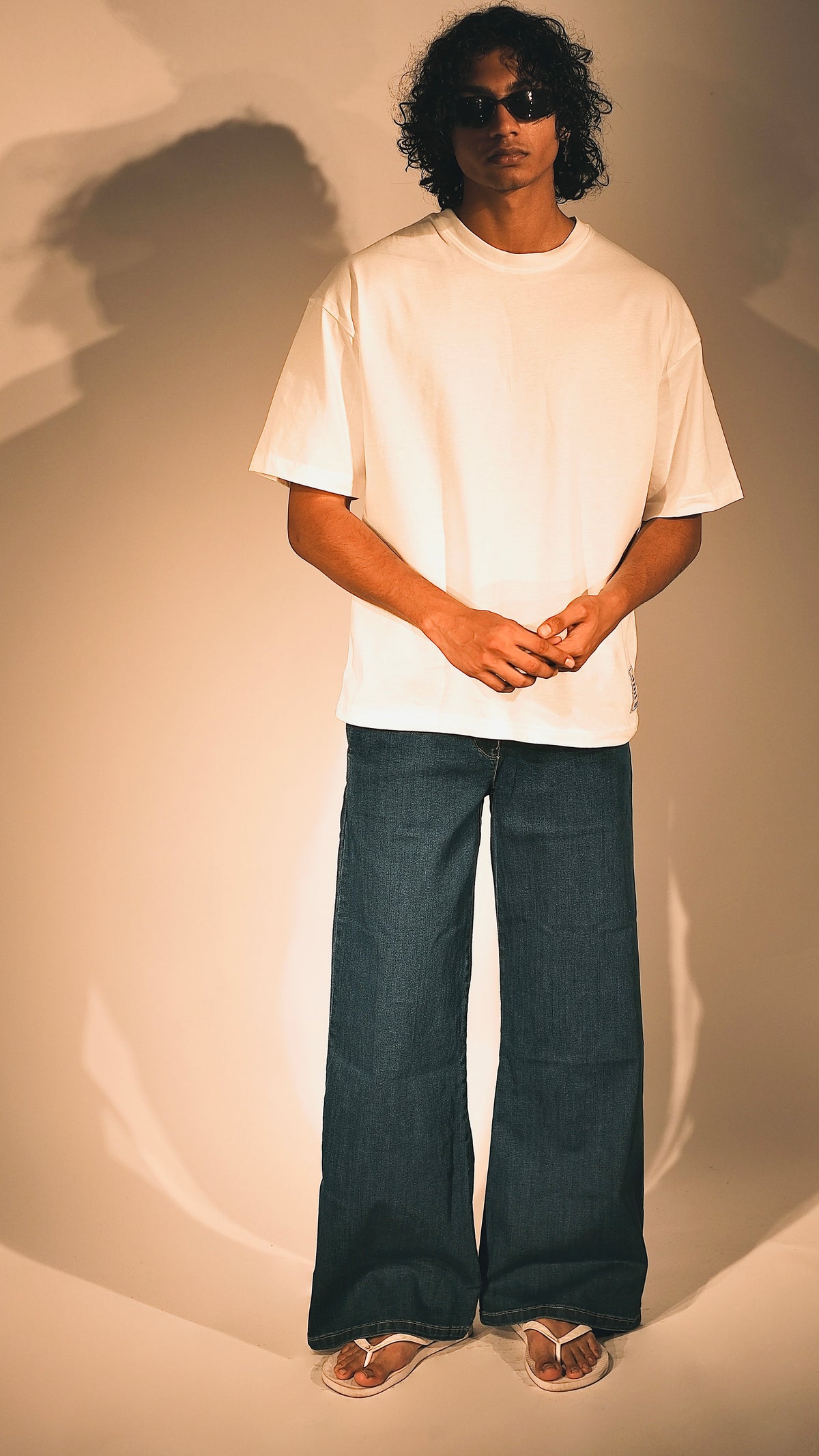 FLARED DENIM JEANS - BLUE