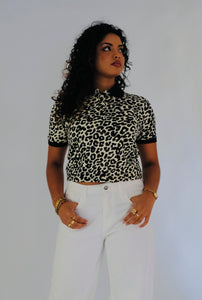Black and White Leopard Ladies Poloette