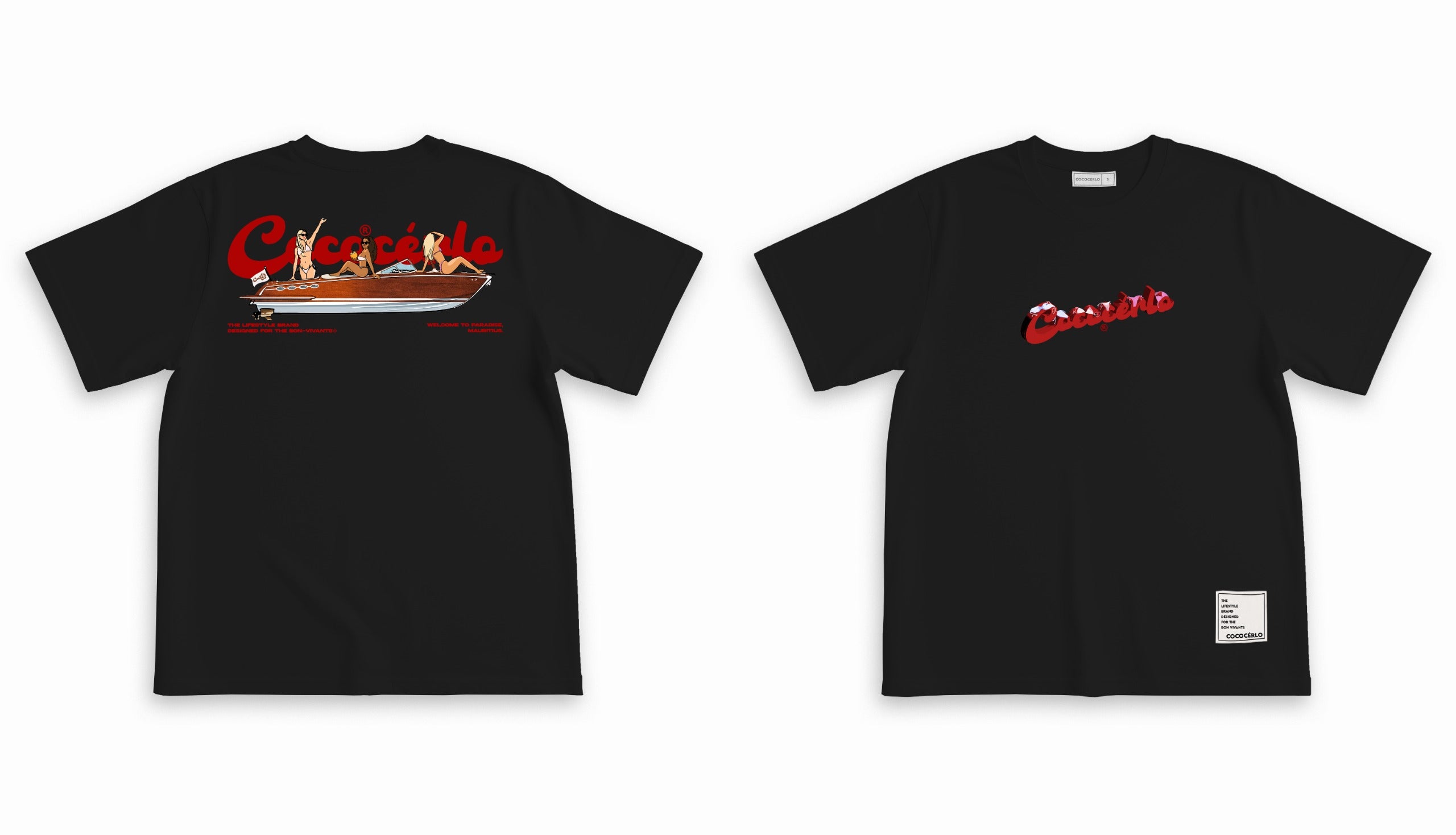 GRAPHIC TEE - BOATS IN BIKINI BLACK