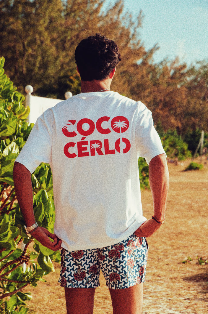 New Graphic Tee Coco Palm White