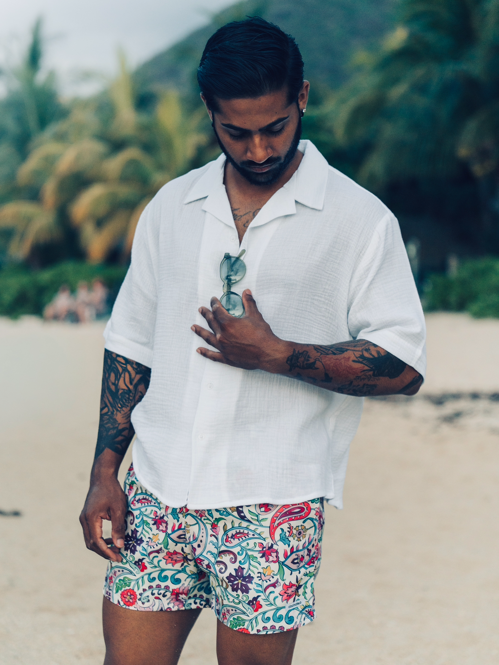 COTTON GAUZE SHIRT SHORT SLEEVE - WHITE