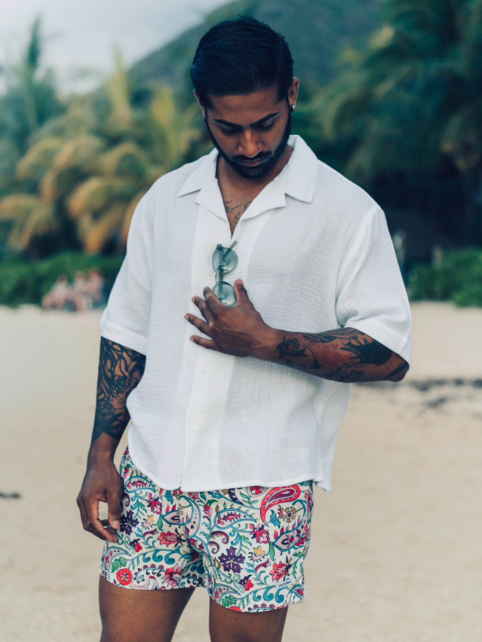 COTTON GAUZE SHIRT SHORT SLEEVE - WHITE