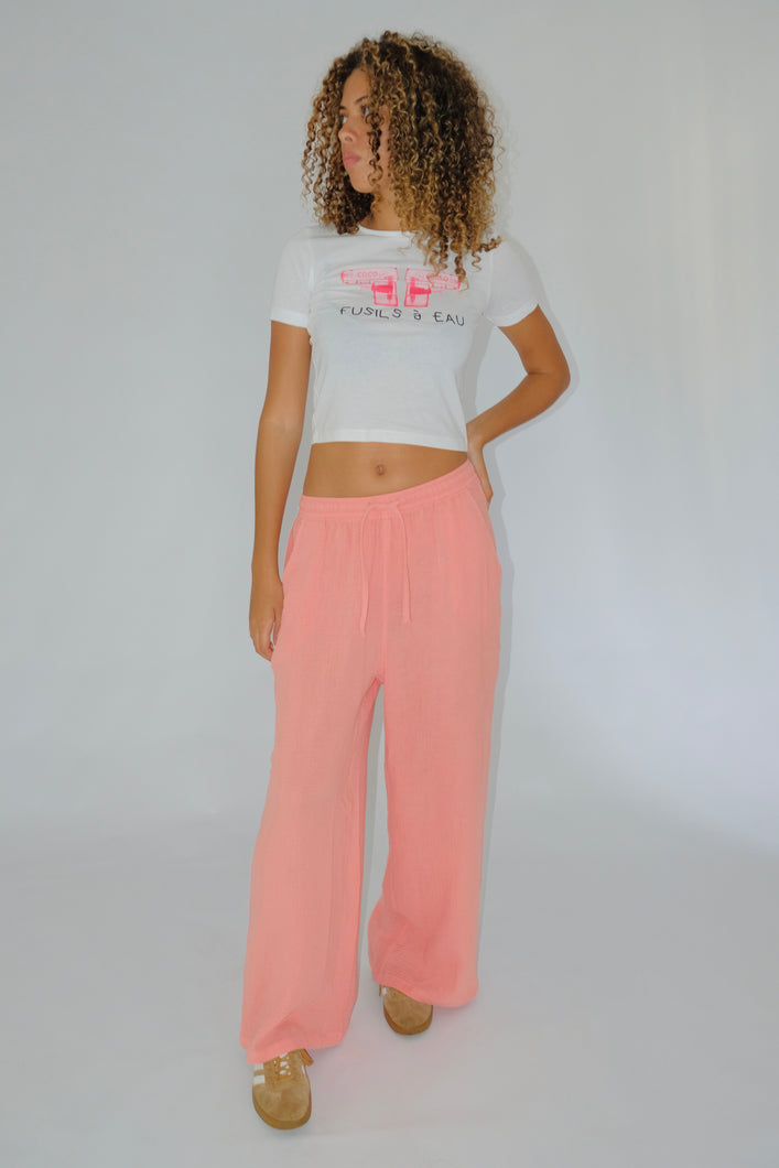 Salmon Wide-Leg Pants