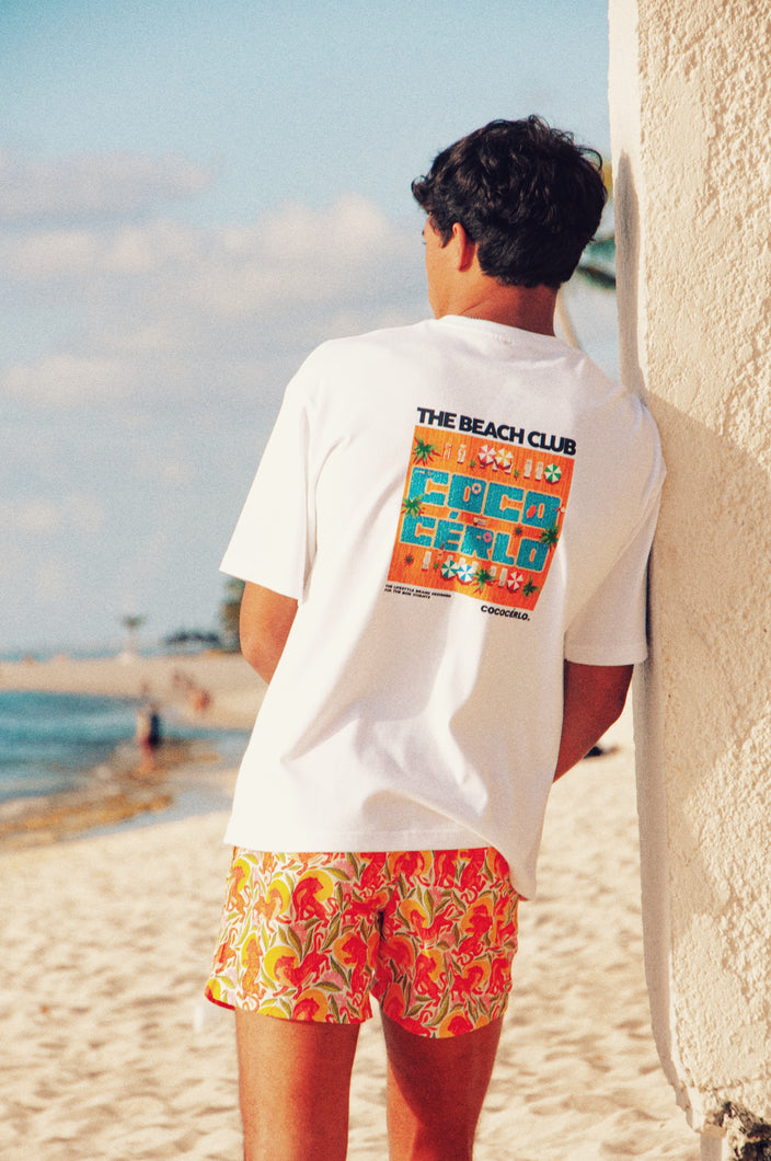 New Graphic Tee Beach Club 25 White