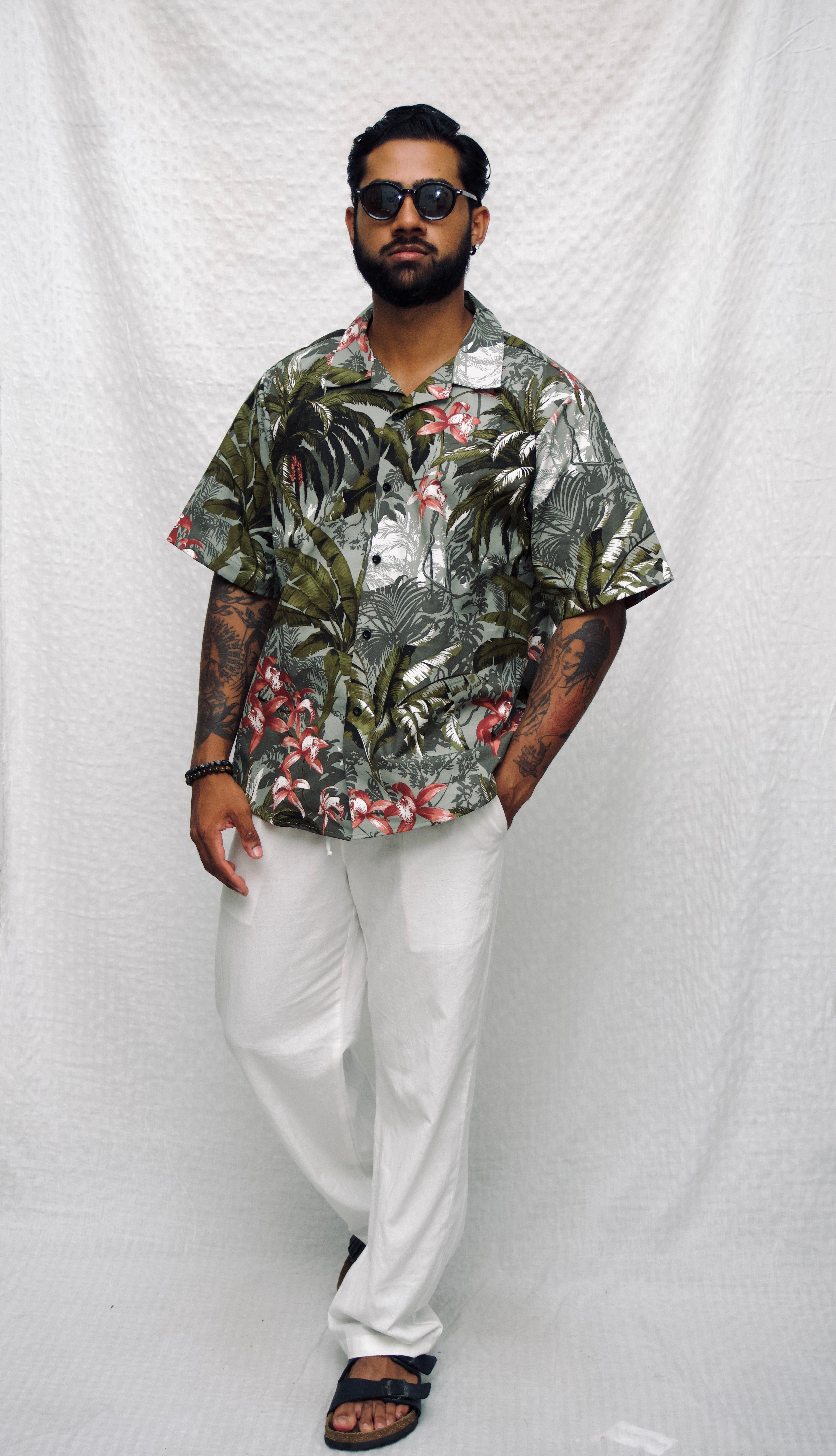 MYKONOS WHITE COTTON WASHED TROUSERS.