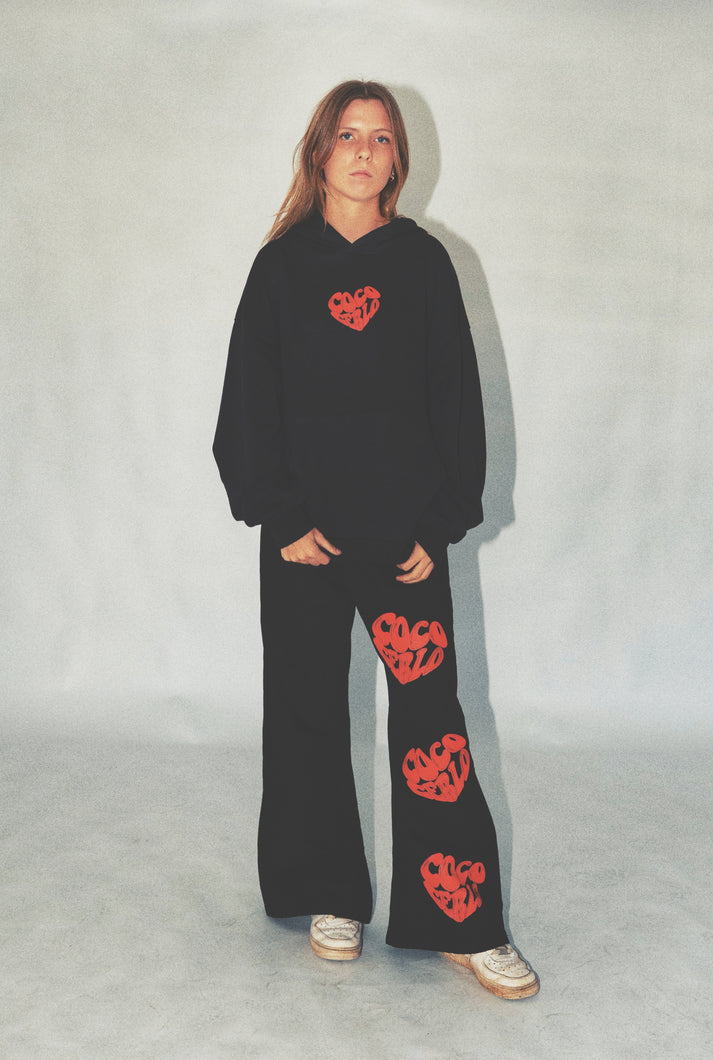 COCOCÉRLO HEART HOODIE - BLACK
