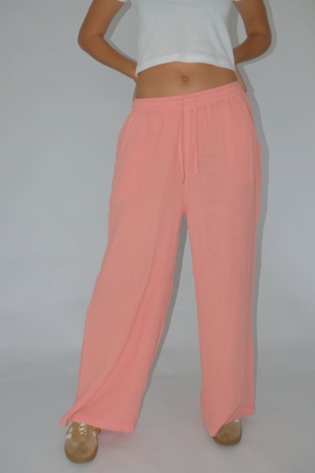 Salmon Wide-Leg Pants