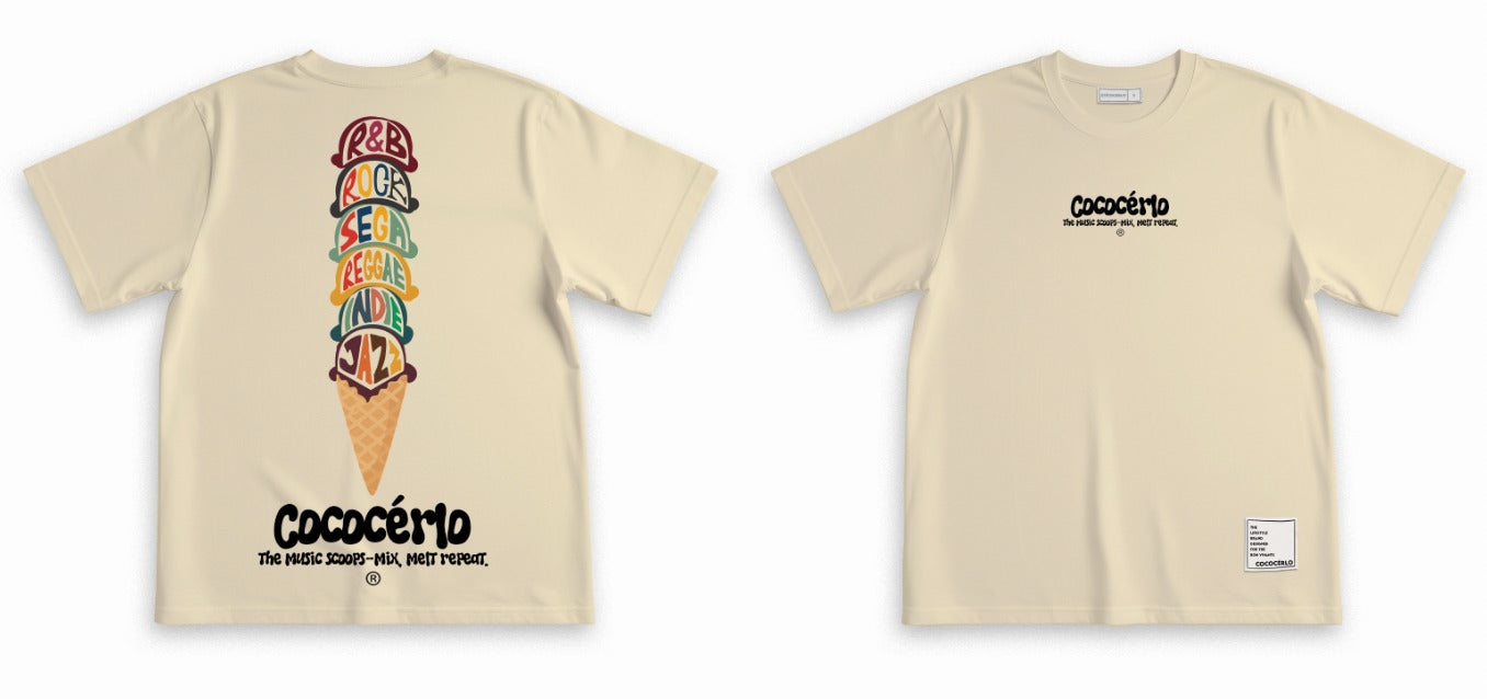 GRAPHIC TEE -MUSIC SCOOPS  BEIGE