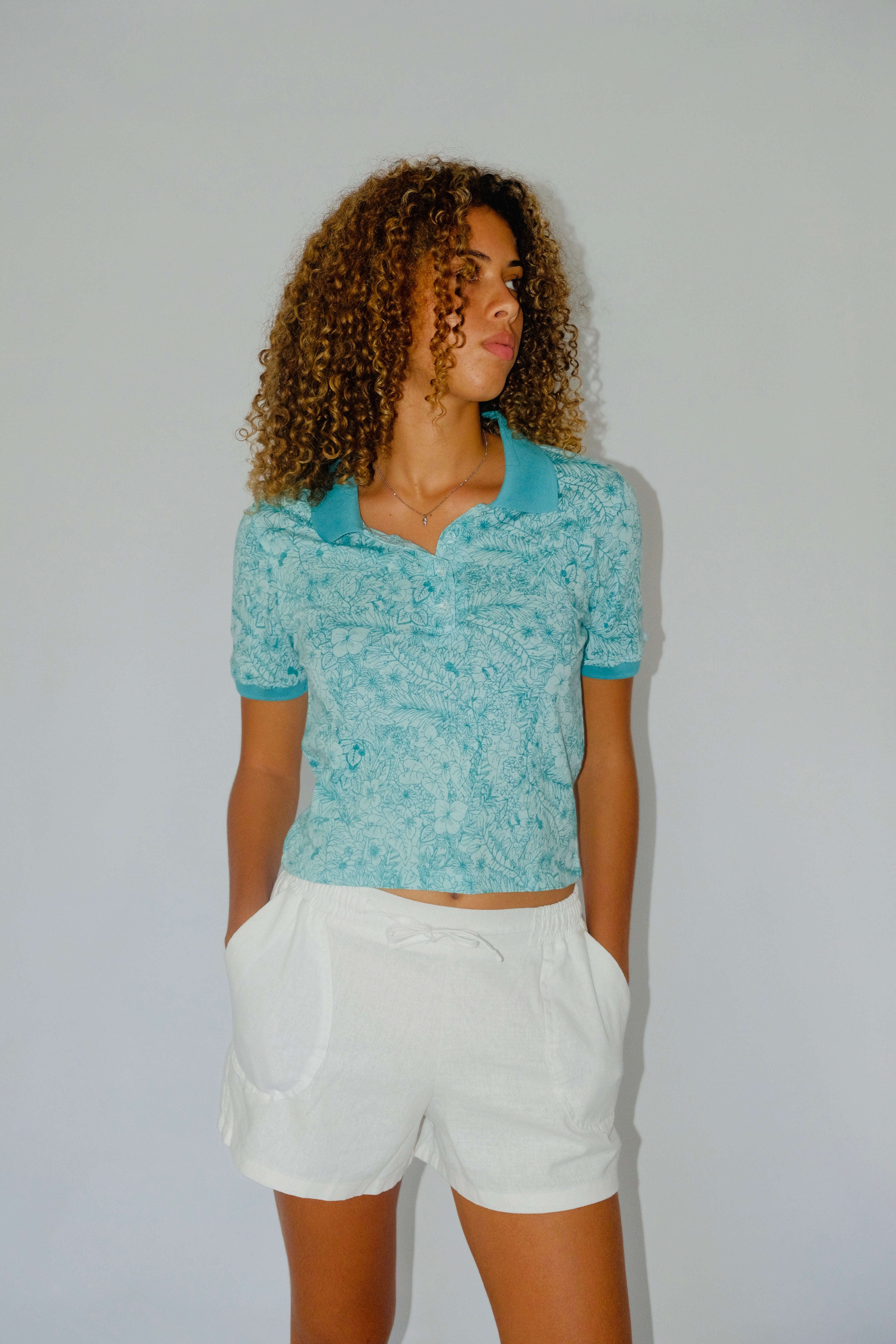 White Classic Linen Shorts
