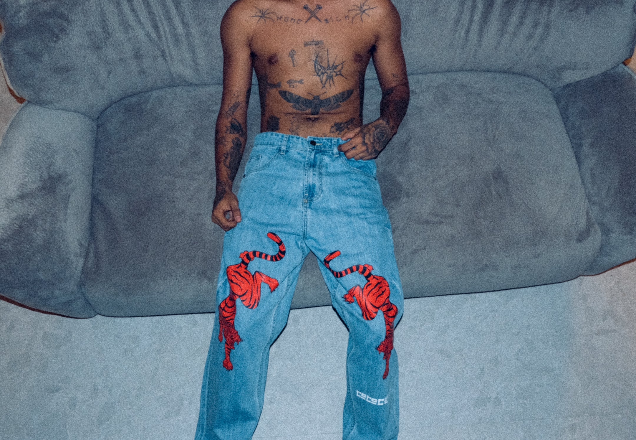Blue Tiger Baggy Jeans