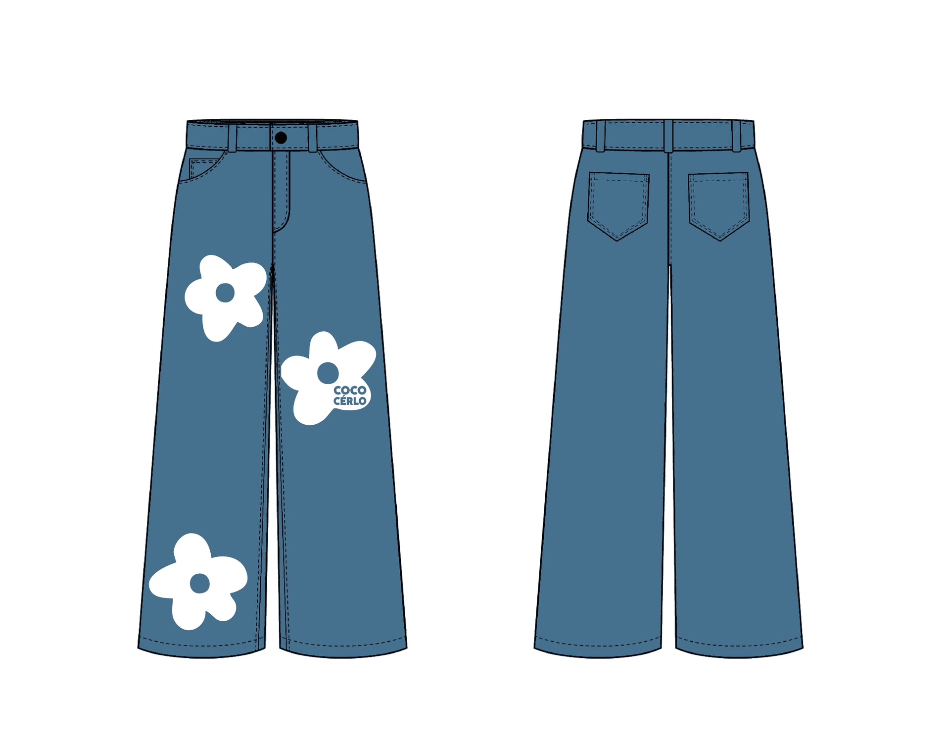 Flower Denim Baggy Jeans