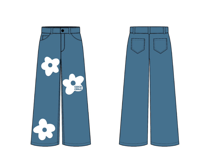Flower Denim Baggy Jeans