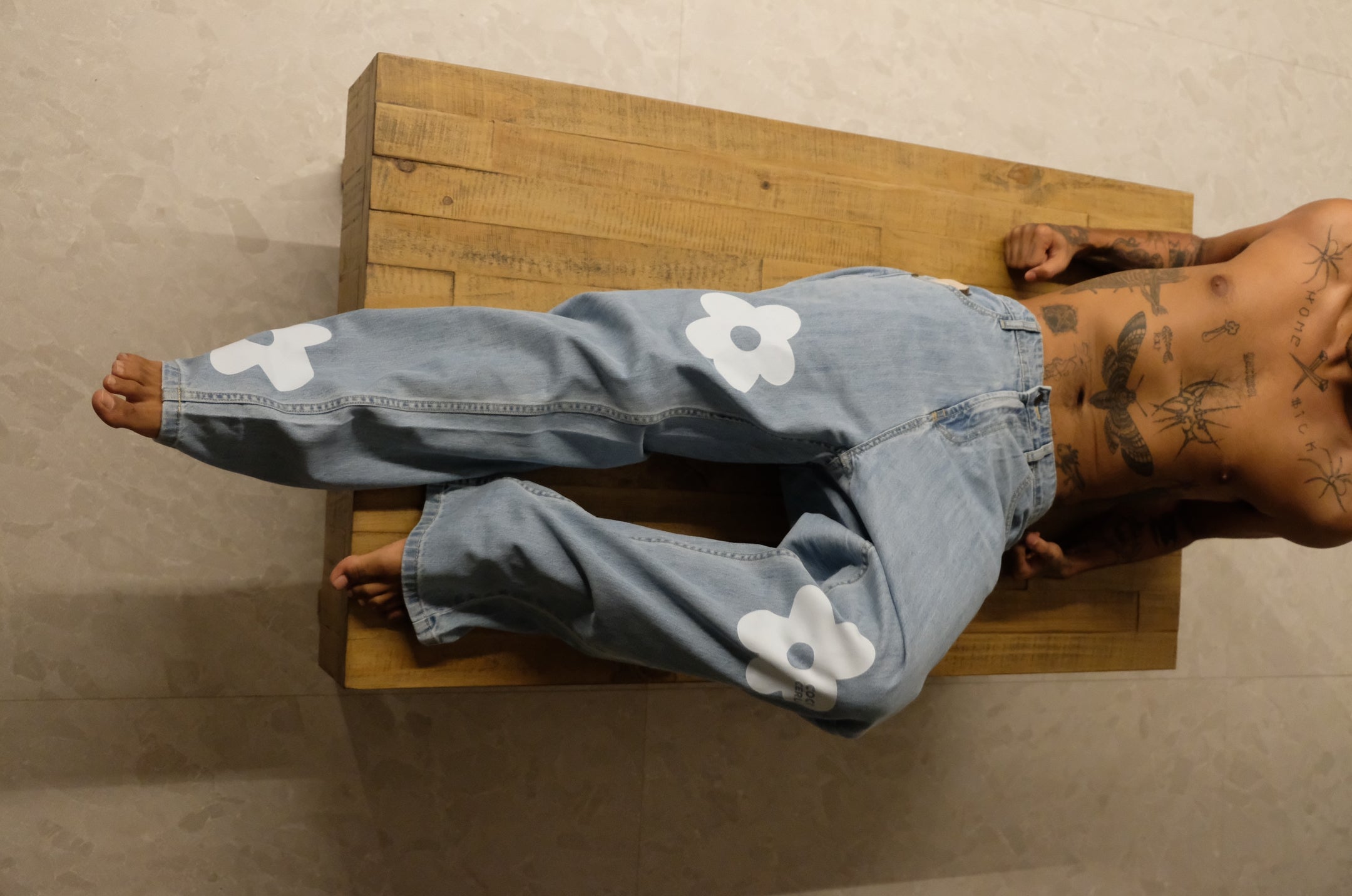 Flower Denim Baggy Jeans