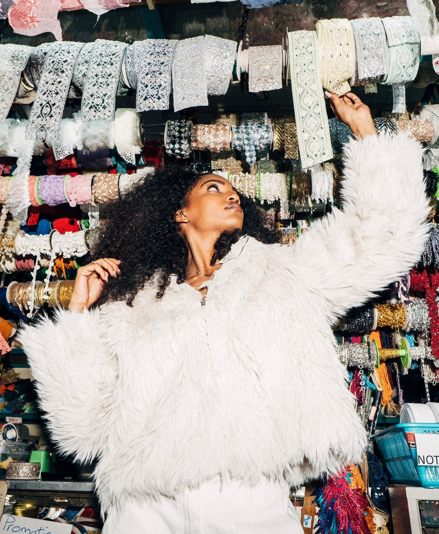 FUR JACKET - ANTIQUE WHITE
