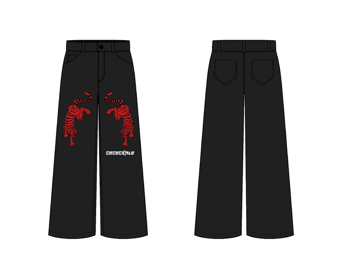 Black Tiger Denim Baggy Jeans