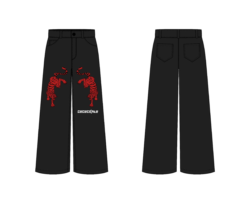 Black Tiger Denim Baggy Jeans