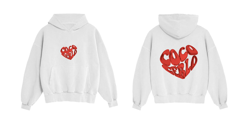 COCOCÉRLO HEART HOODIE - WHITE