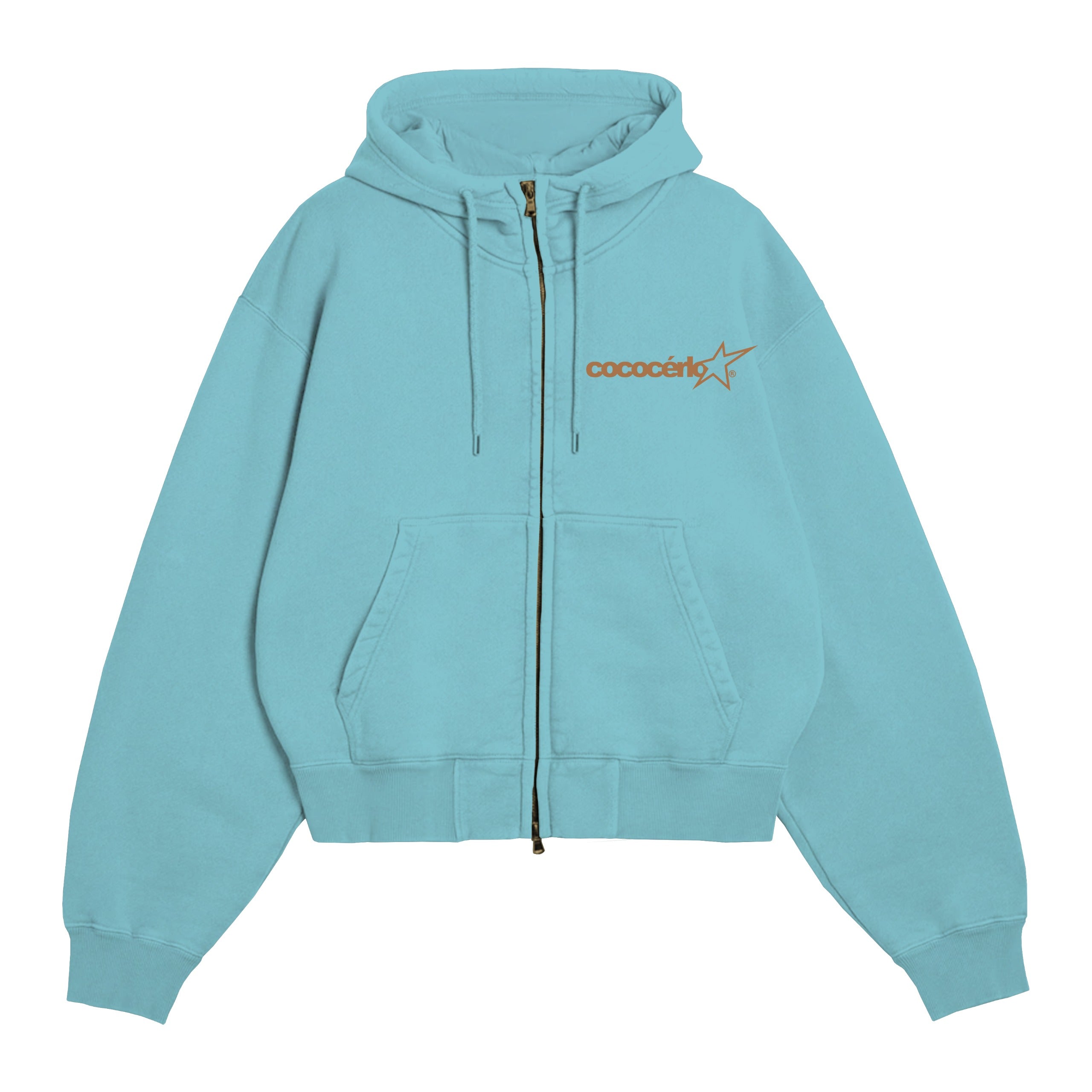 ZIP UP HOODIE - SKY BLUE // CHOCOLATE