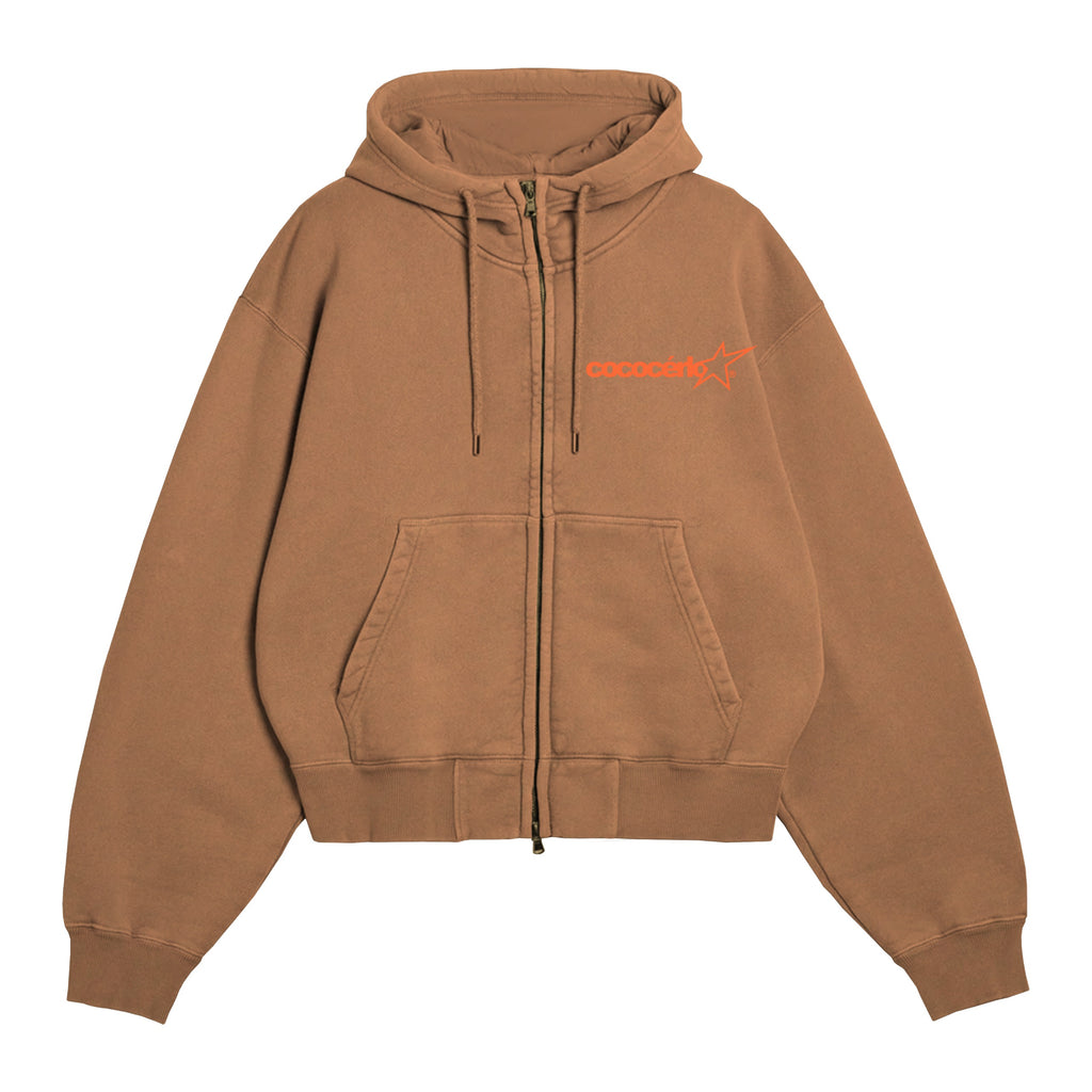 ZIP UP HOODIE - BROWN // ORANGE