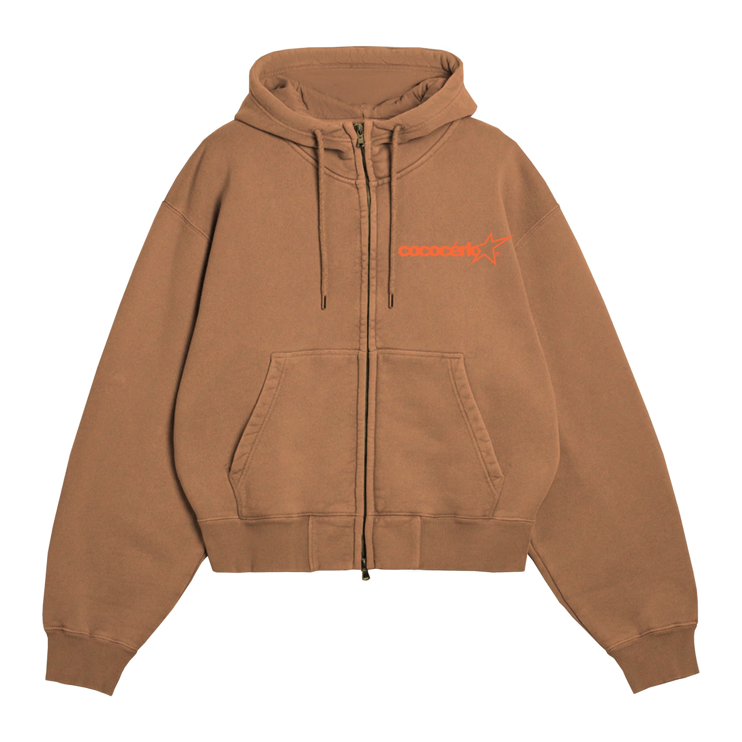 ZIP UP HOODIE - BROWN // ORANGE