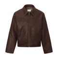 LEATHER EFFECT JACKET - ESPRESSO BROWN