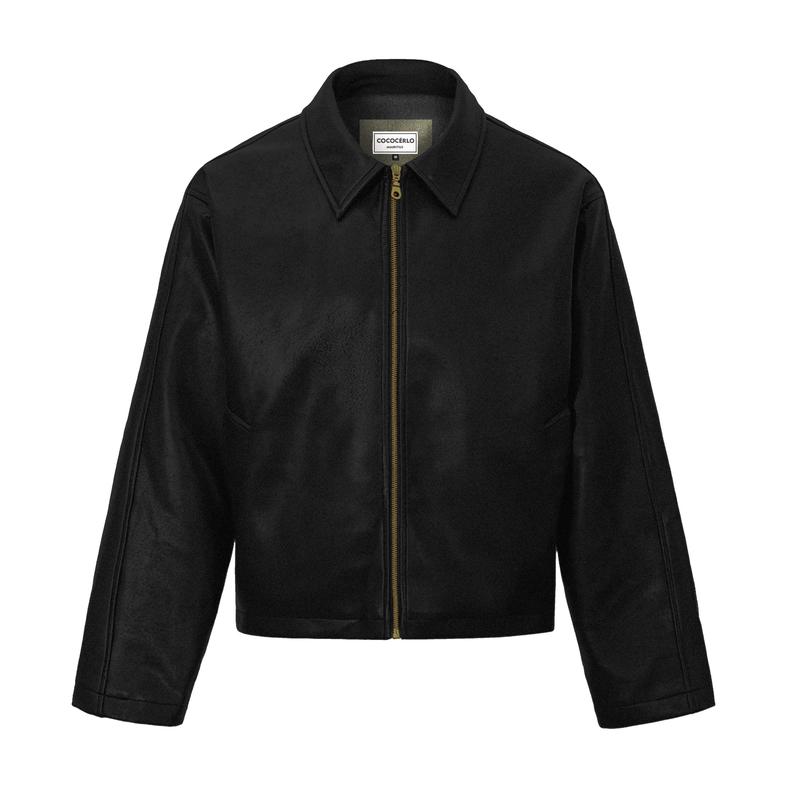LEATHER EFFECT JACKET - JET BLACK