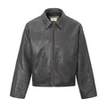 LEATHER EFFECT JACKET - SMOKED COAL