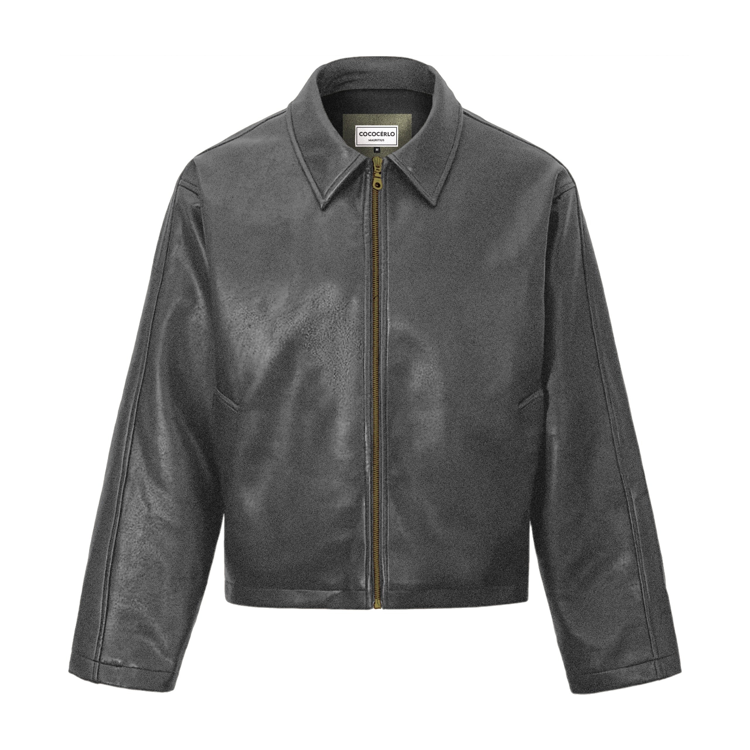 LEATHER EFFECT JACKET - SMOKED COAL