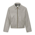 LEATHER EFFECT JACKET - LIGHT GREY
