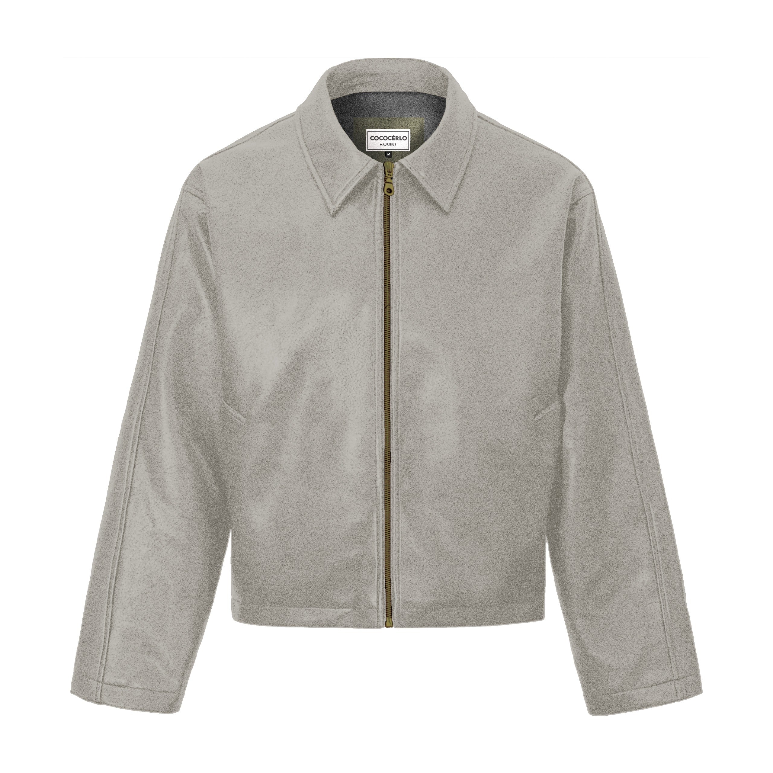 LEATHER EFFECT JACKET - LIGHT GREY