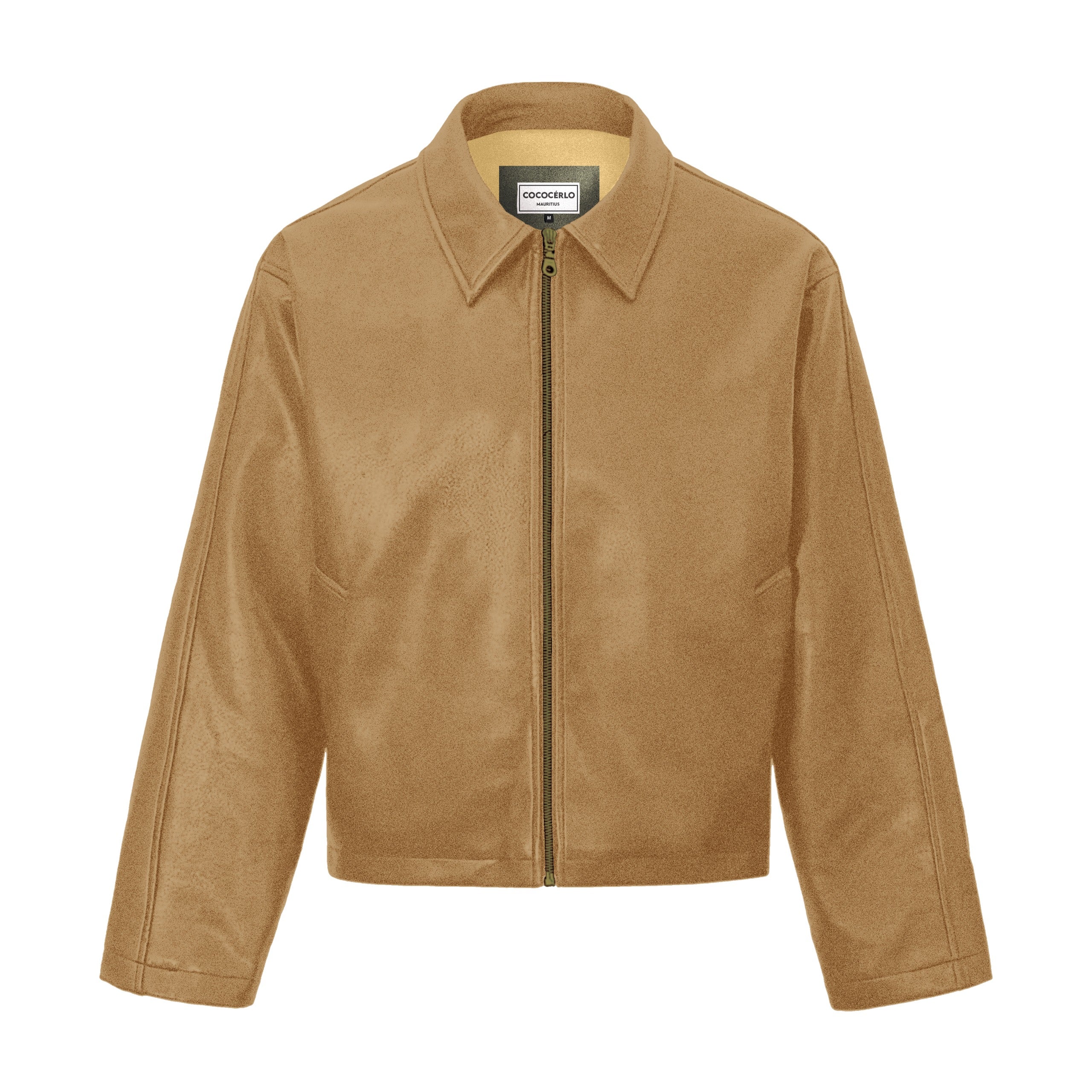 LEATHER EFFECT JACKET - CAMEL
