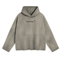 DISTRESSED HOODIE - CEMENT // GREY EMBROIDERY