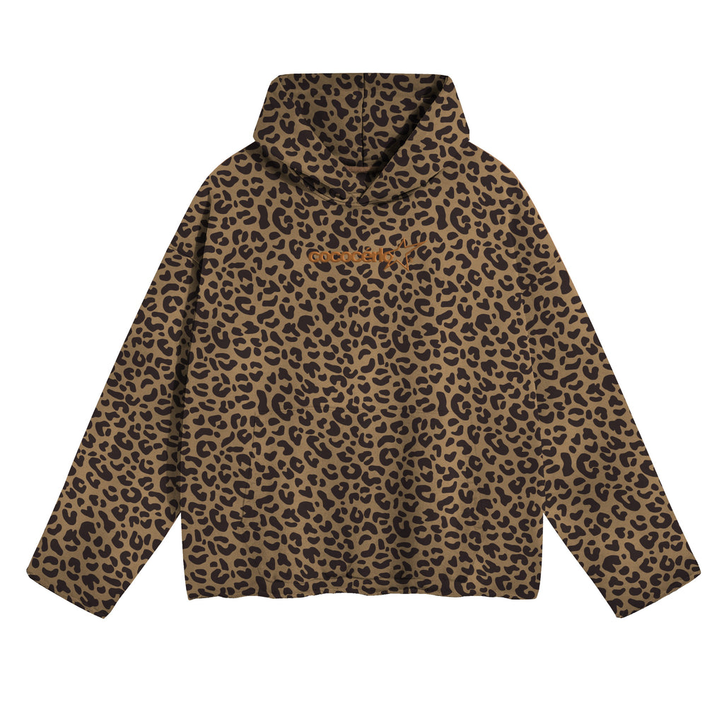 DISTRESSED HOODIE - LEOPARD // BROWN EMBROIDERY