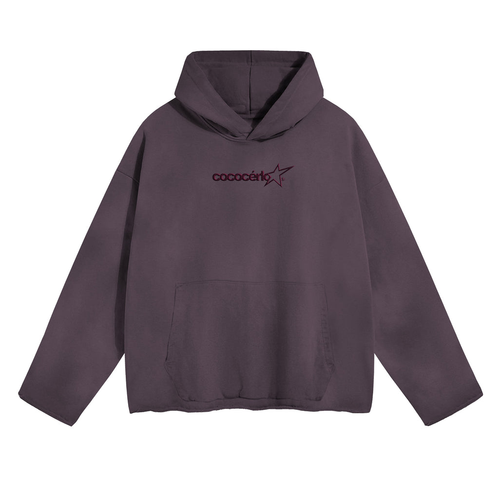 DISTRESSED HOODIE - LILAC // PURPLE EMBROIDERY