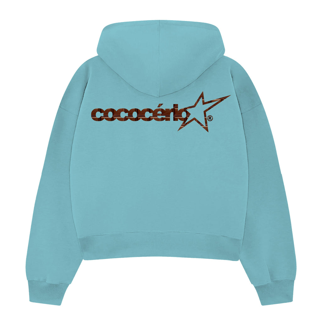 ZIP UP HOODIE - SKY BLUE // CHOCOLATE