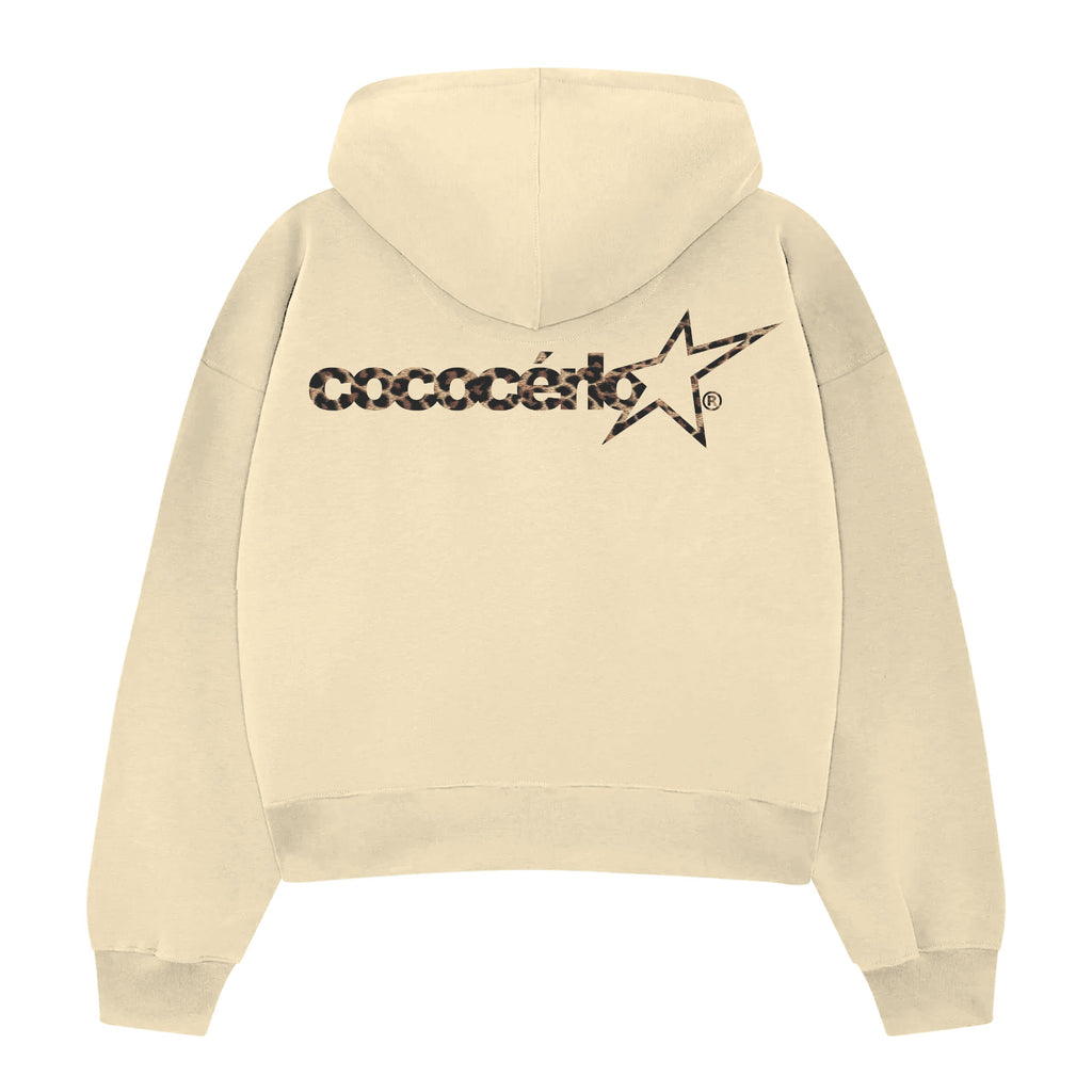 ZIP UP HOODIE - BEIGE // LEOPARD