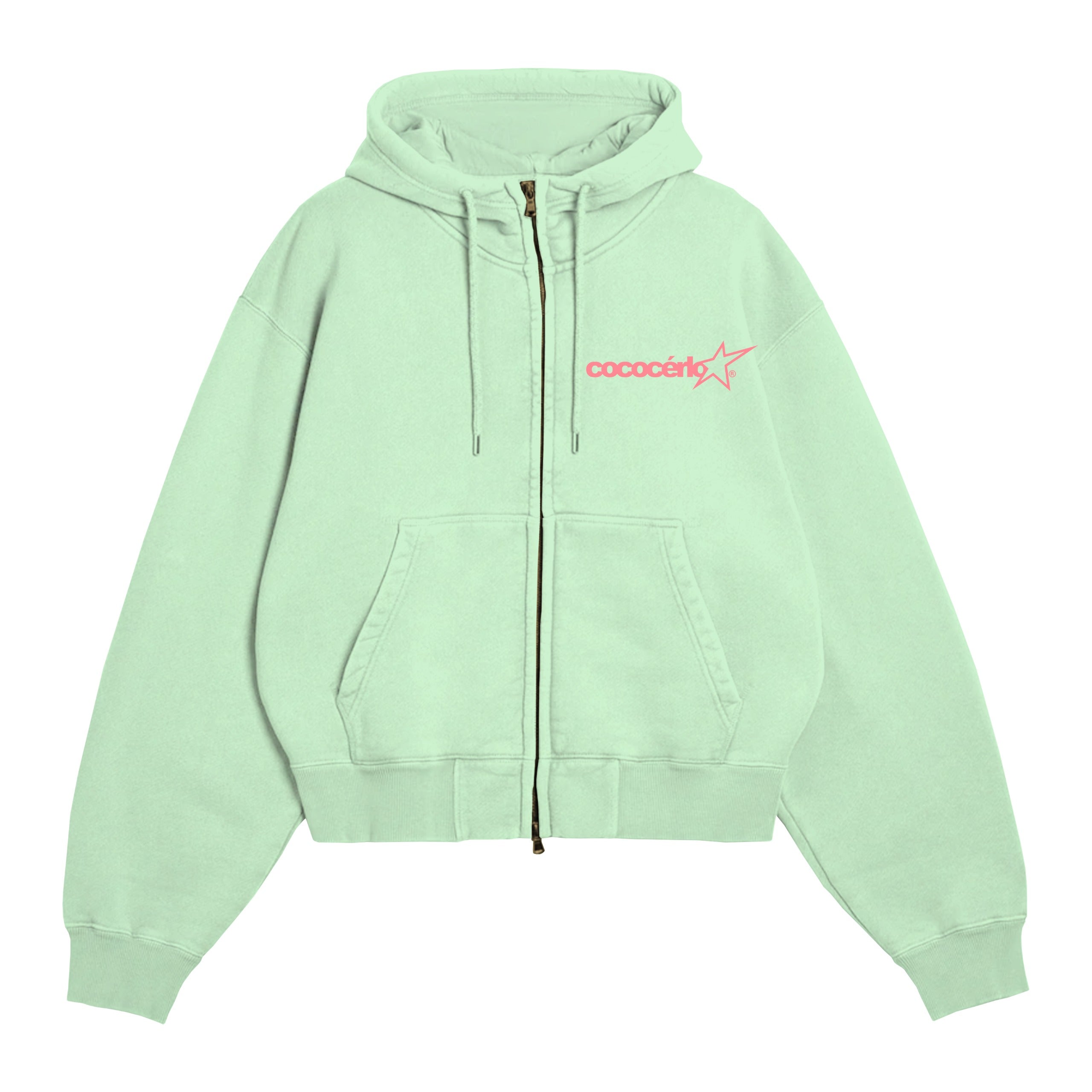 ZIP UP HOODIE - MINT // STRAWBERRY