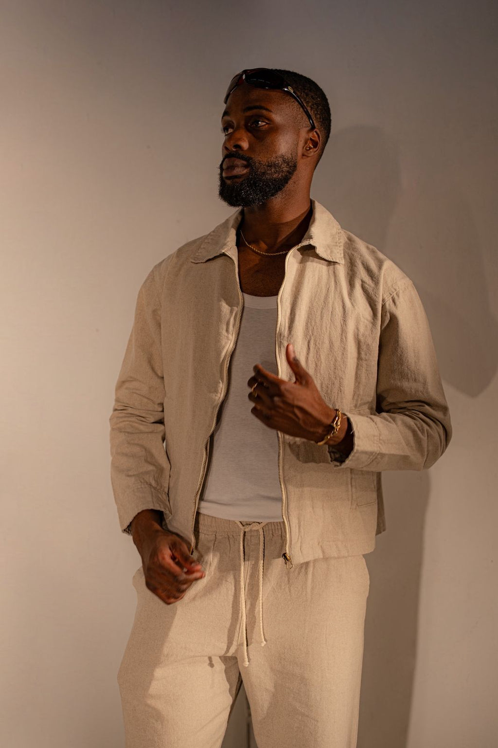 MYKONOS LINEN JACKET - BEIGE